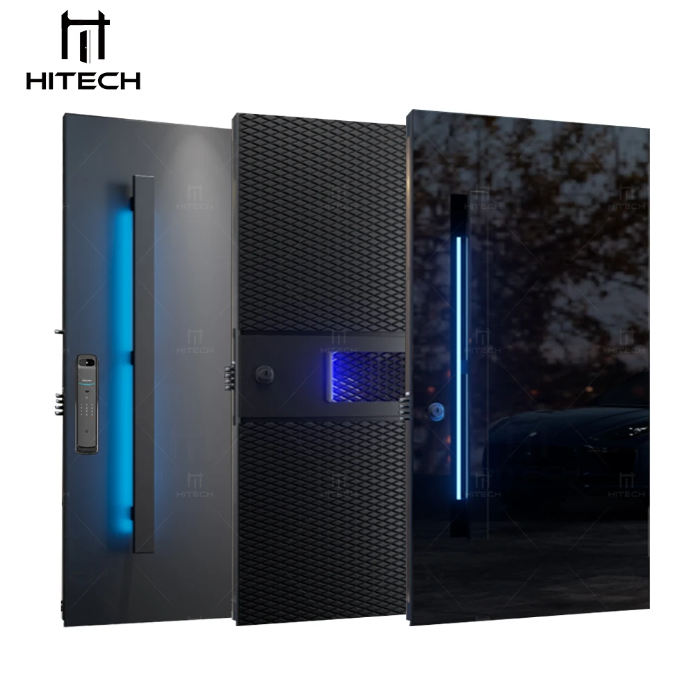 Hitech High-end pivot entry steel door customized aluminum alloy rotatable door revolving meta entrance exterior front doors