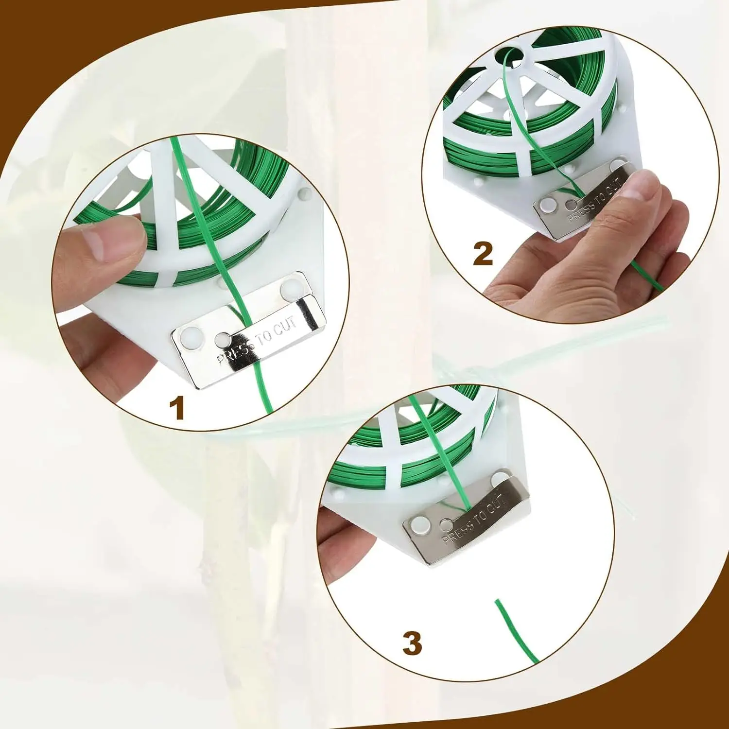 50m 100m Garden Plant Twist Ties Green Garden Twist Tie Roll Plant Wire Ties With Cutter for Plants