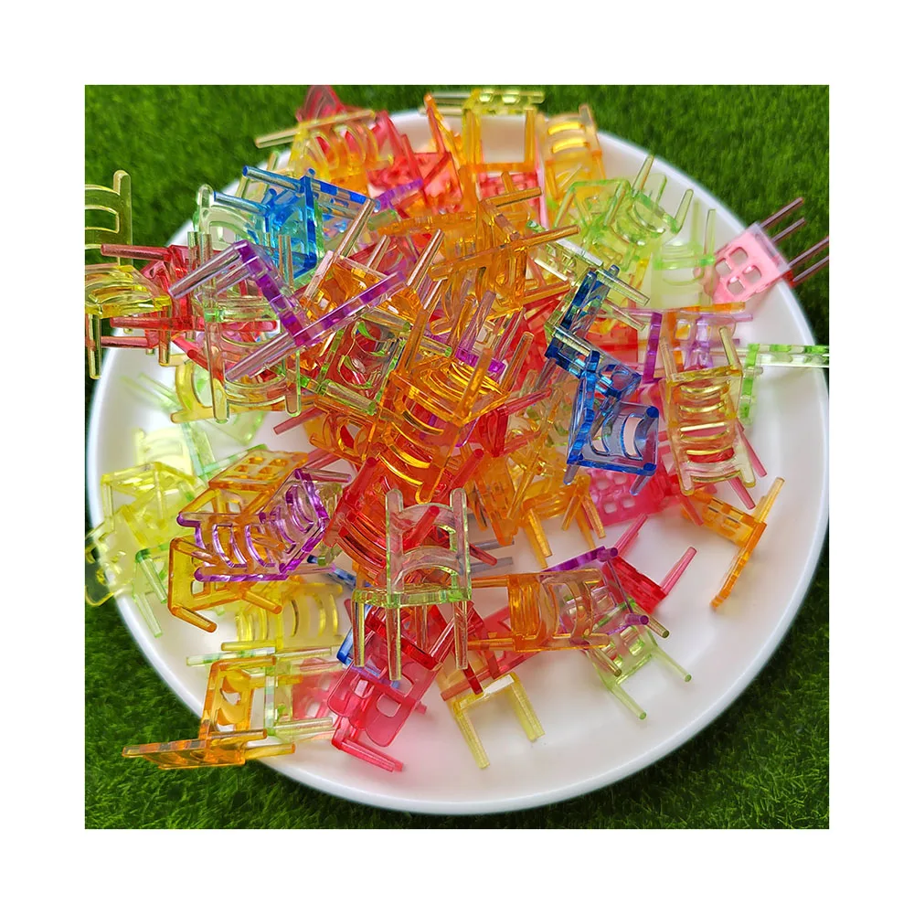 Transparent Chair Acrylic Models Mini 3D Craft Fit Doll House Furniture Toys Diy Decorations