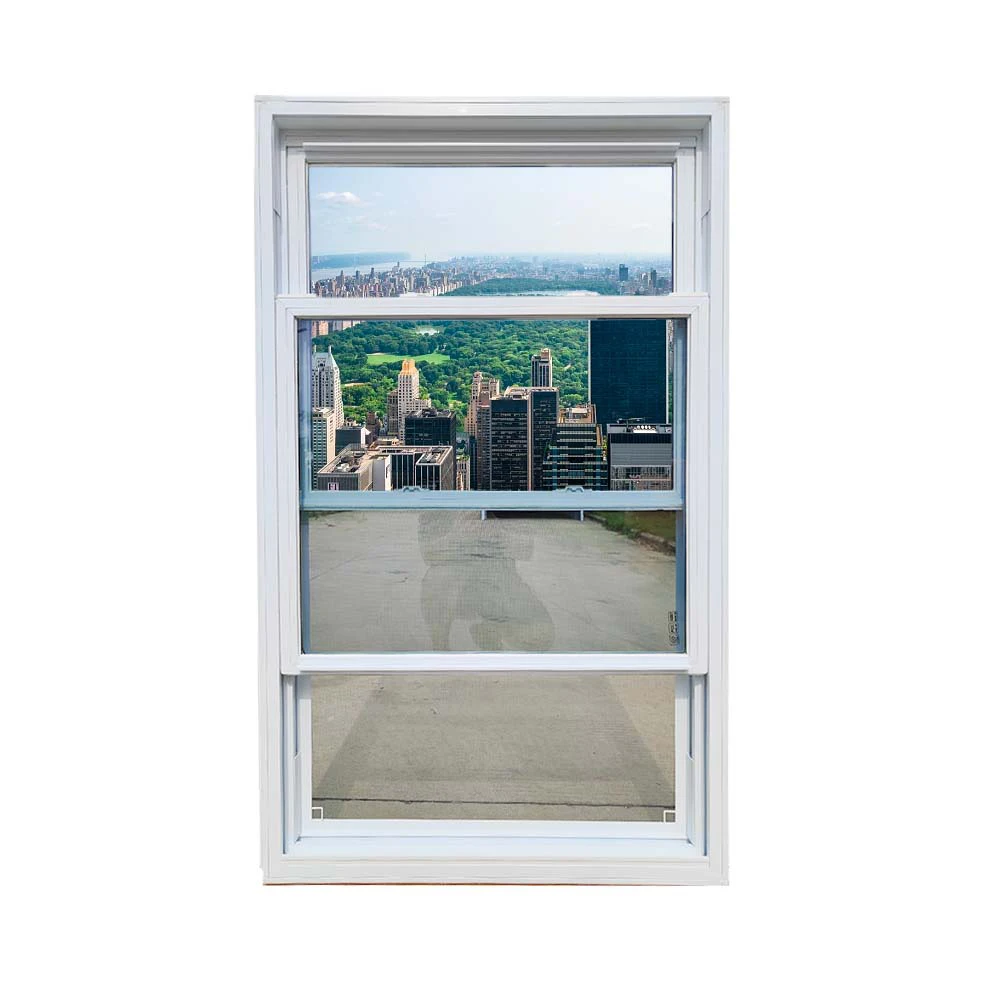 Chinese manufacturer customized american style vinyl upvc profile double hung windows with competitive price