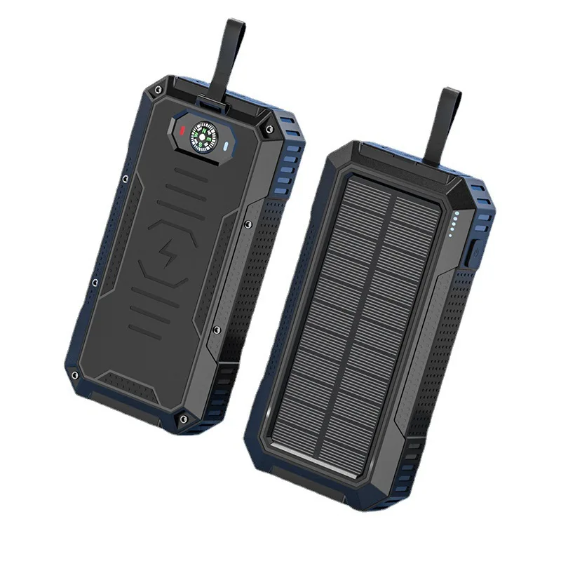 New Product 30000mAh 22.5W Waterproof Dust Proof 4USB Output Wireless Fast Charging Solar Power Bank with LED Light Compass