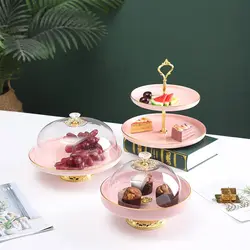 Modern Style Cake Tray Party Decoration Round Plate 2-layer Fruit Tray Wedding Service Platter Candy Plate