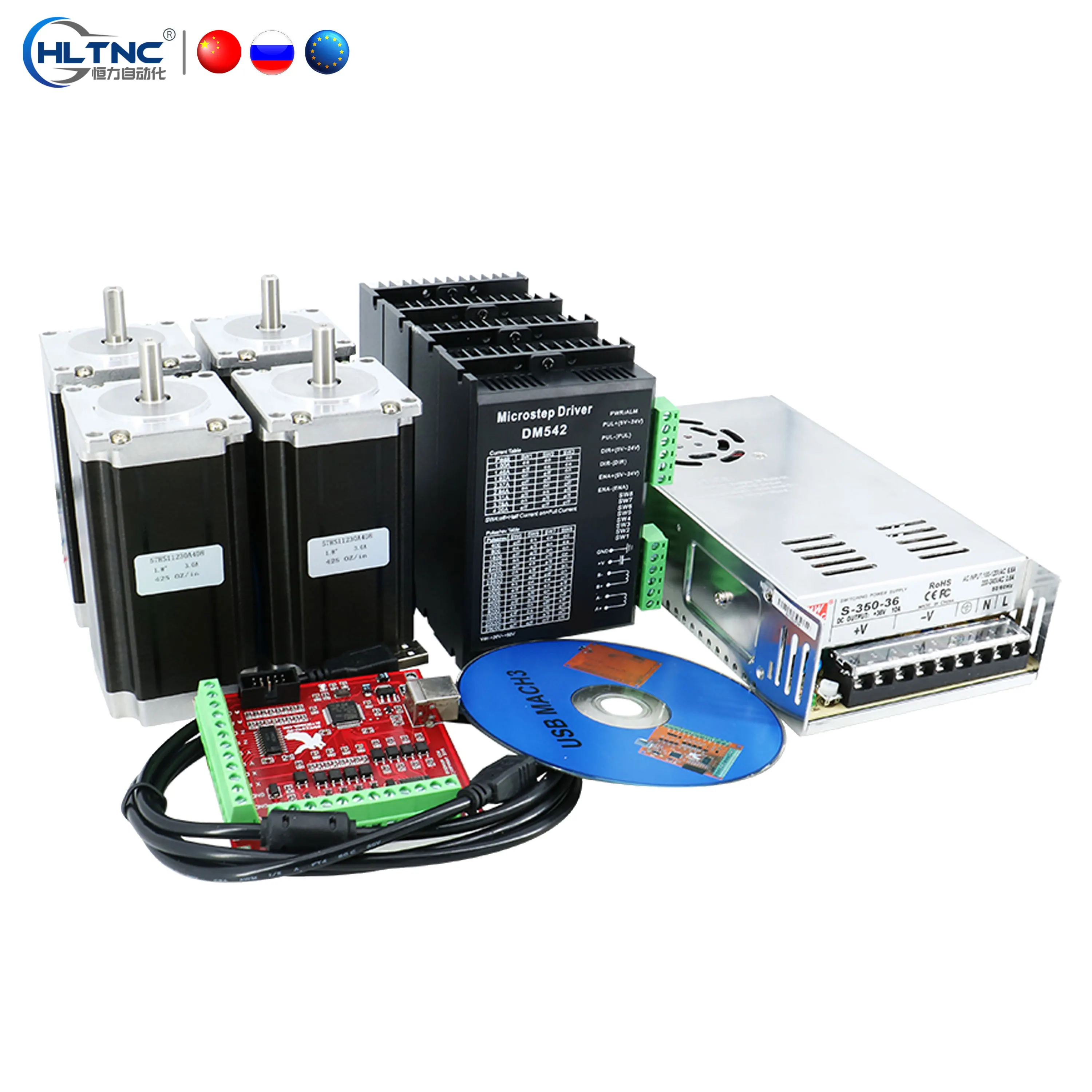  CN Ru EU ЧПУ маршрутизатор 4 оси комплект шт. TB6600/DM542 Драйвер шагового двигателя + NEMA 23 425 Oz двигатель 350 Вт источник