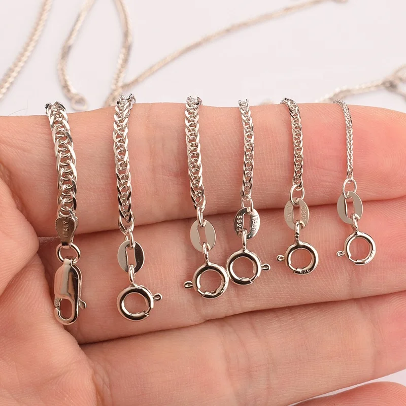 Dainty Facets Pure Silver Curb Chain Thick Long Necklace Jewellery Flat 2/3/4MM 100% 925 Sterling Silver Cuban Chain for Men