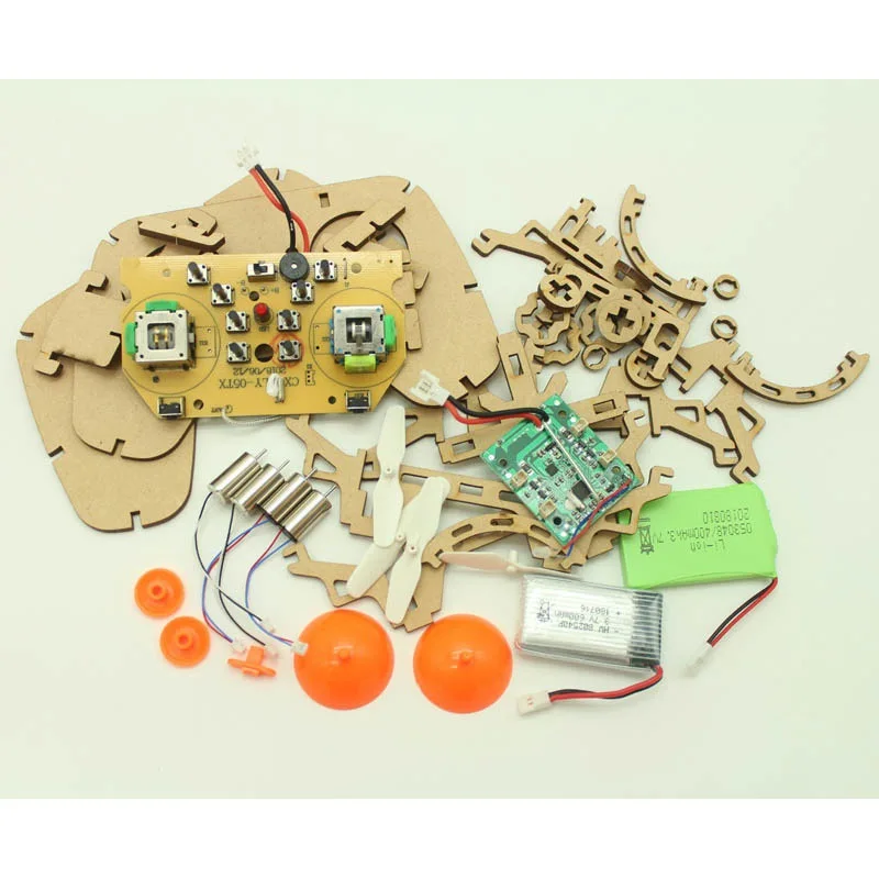 Self Assembly Kit Flash Light Remote Control Quadcopter Rc Wooden Diy Drone Kit for Students