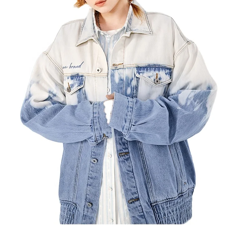 Fashion Cotton Mens Zip Up Jean Jacket Dip Dye Wash Denim Jackets
