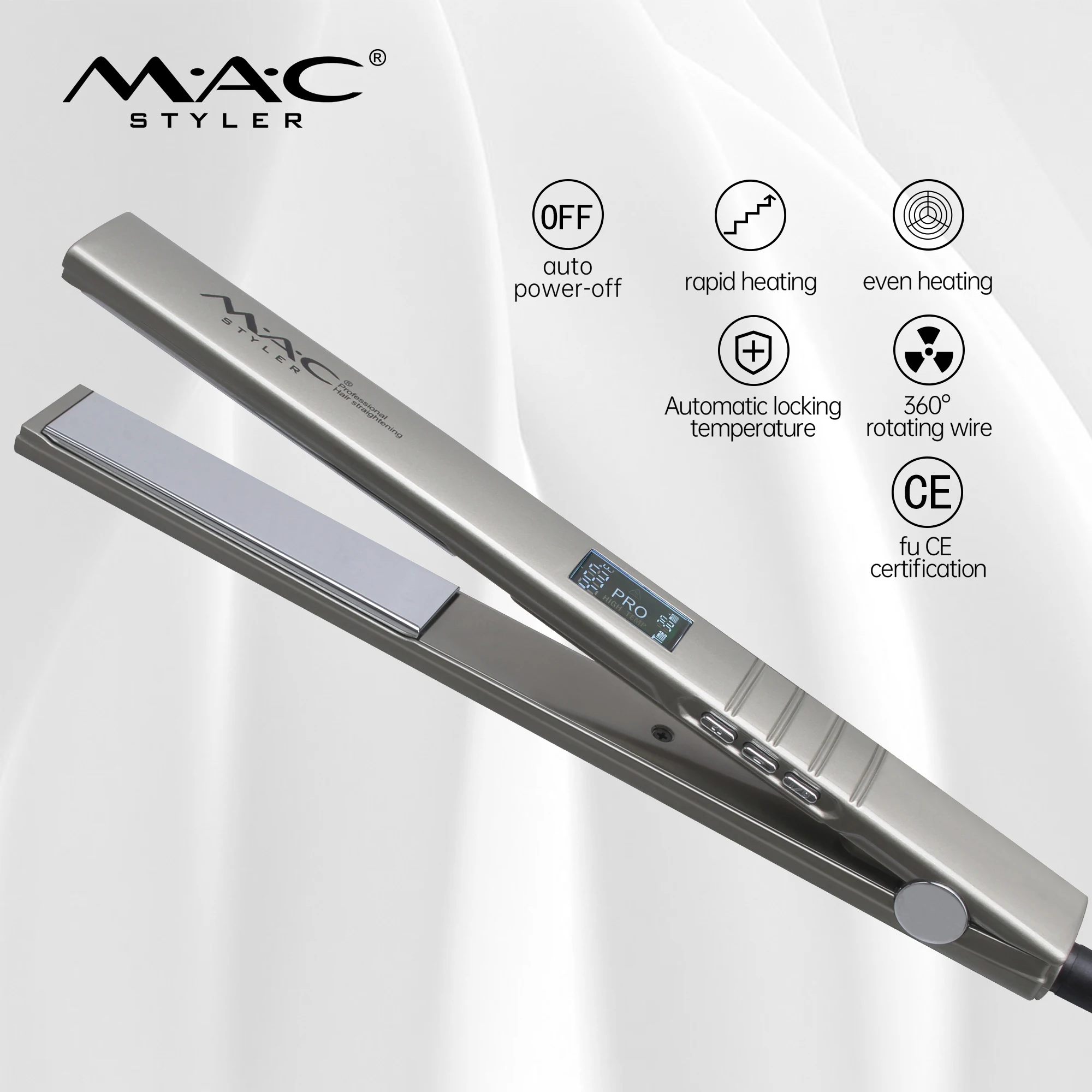 Профессиональный Выпрямитель для волос на заказ, 2 режима нагрева, плоский утюжок, керамический быстродействующий выпрямитель для волос