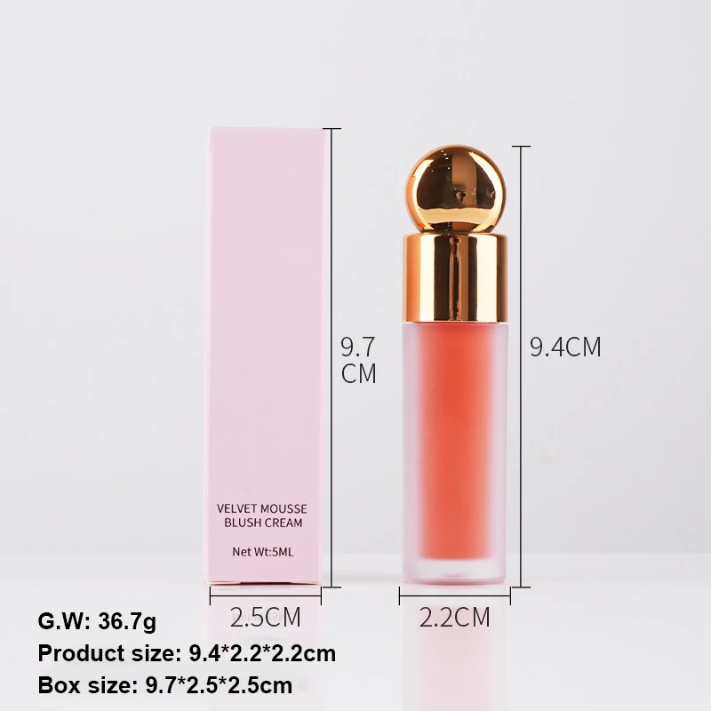 OEM No Logo Cruelty Free Pink Eye Shadow Lips Tint Vegan Cream Liquid Blush on Cheeks Private Label Liquid Blushes Makeup