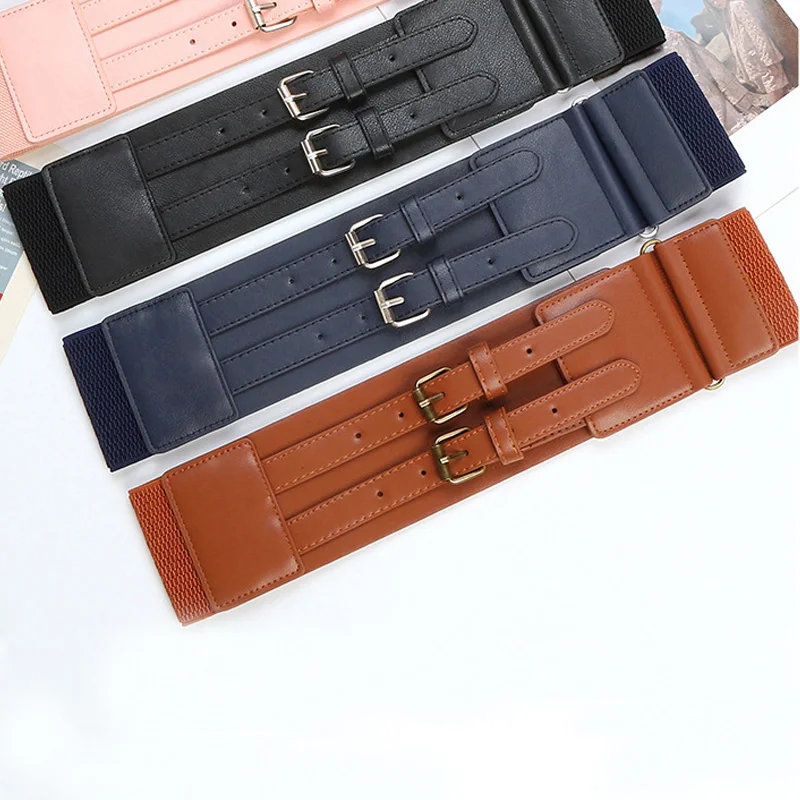 Fashion PU leather women waist belts dress chain PU belts for ladies girls Buckle leather women belts