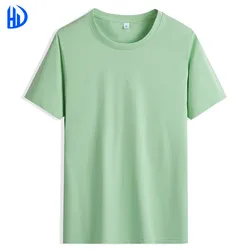 Wholesale summer unisex t shirt ice silk cotton pure white short sleeve breathable thin mercerized cotton T-shirt