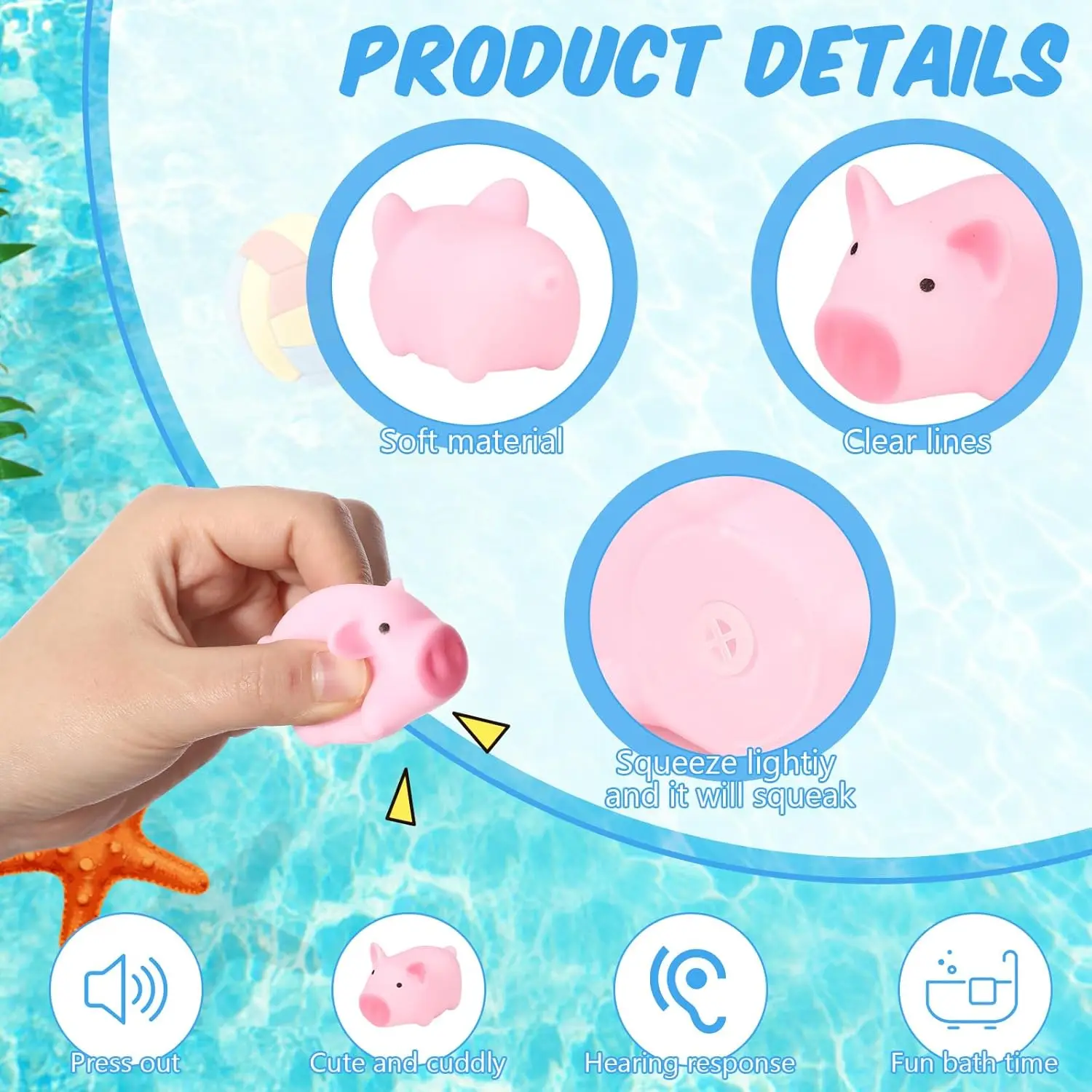Custom Design 2 inch 1.5 inch Mini Cute Pvc Pink Pig Bath Toy baby Pink Pig Bath Toy funny Pink Pig Squeeze Toy For Kids