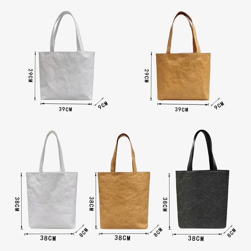 Cuctom Paper Shopping Bag Waterproof Handbags Tote Bag Imported Washable Kraft Paper Cooler Bag