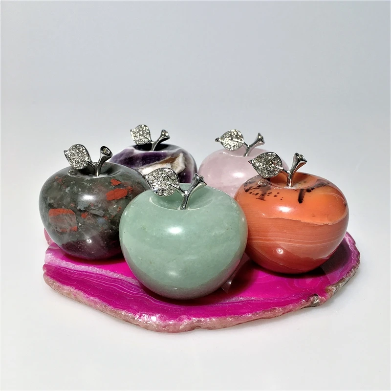 Bulk Wholesale Christmas Eve Gift Gemstone Crystal Apple Crafts