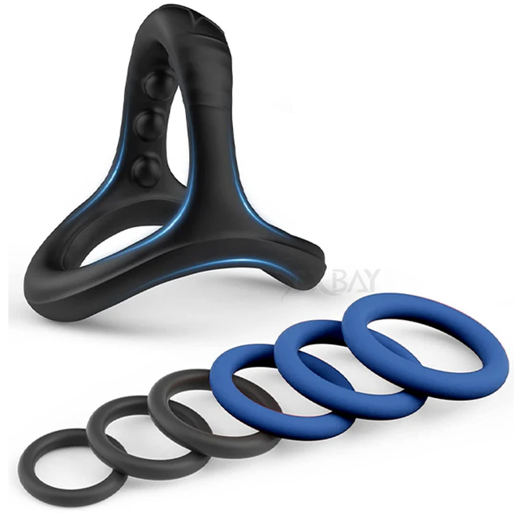 SEXBAY 2024 latest design for medical silicone Triangle Cock ring set Shark Massage delay ring elastic safe male sex toy