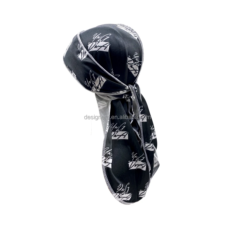 Customized silky satin shining designer rag shining custom logo turban rag custom durag for men and women