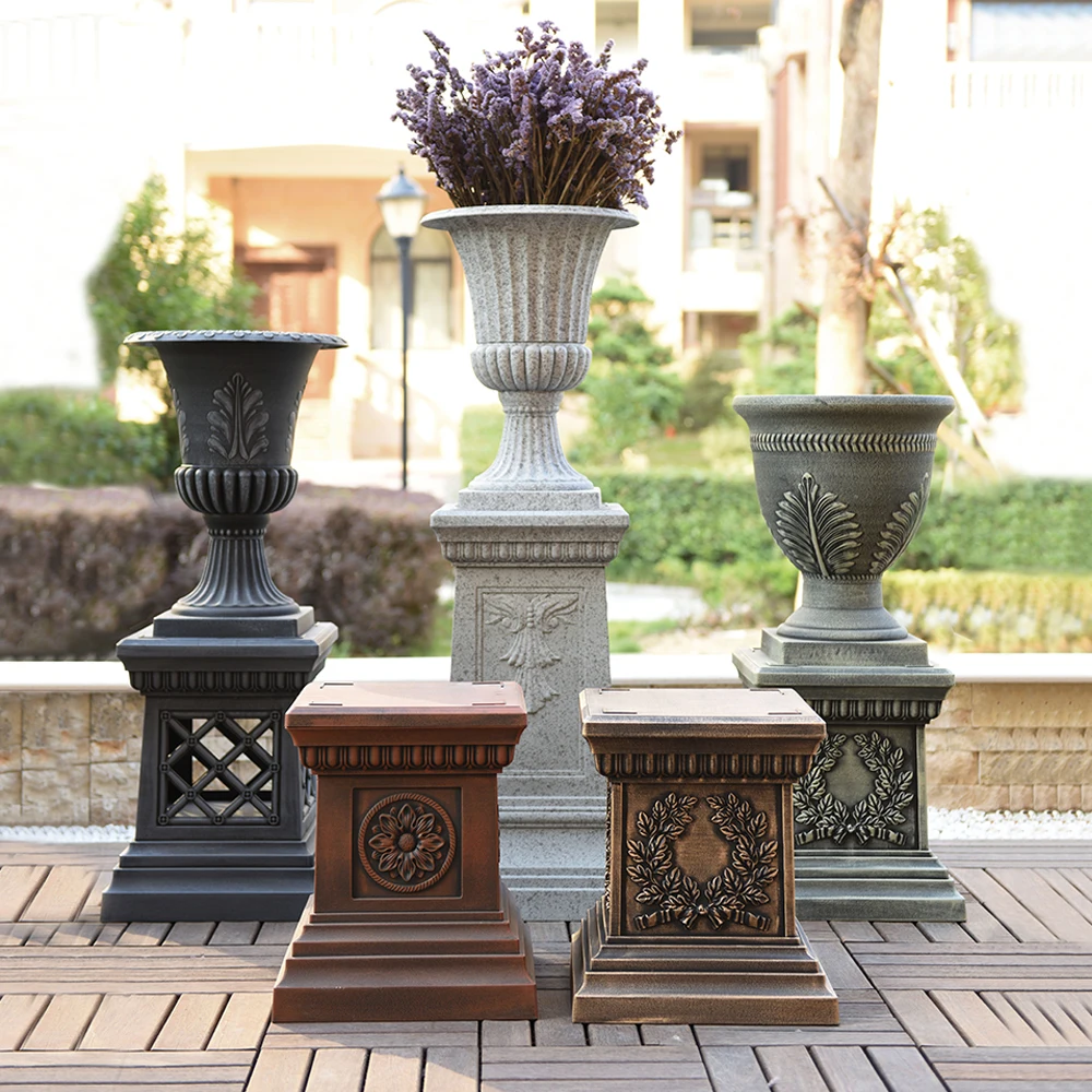 Roman style outdoor garden pp plastic column for flower pot