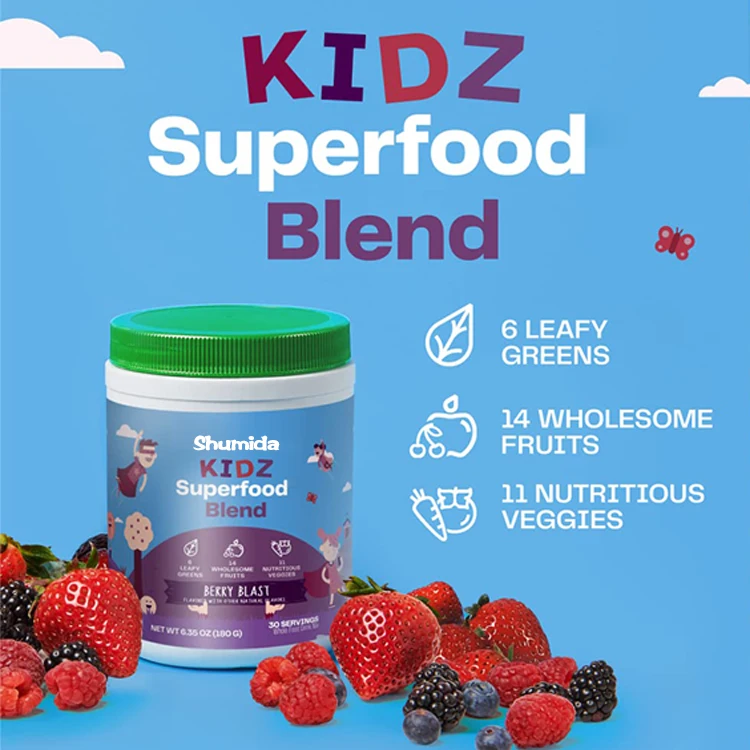 Private Label Super Food Blend Children Supplement Fruit Veggies Blend Supplement Appetite Booster Powder for Kids