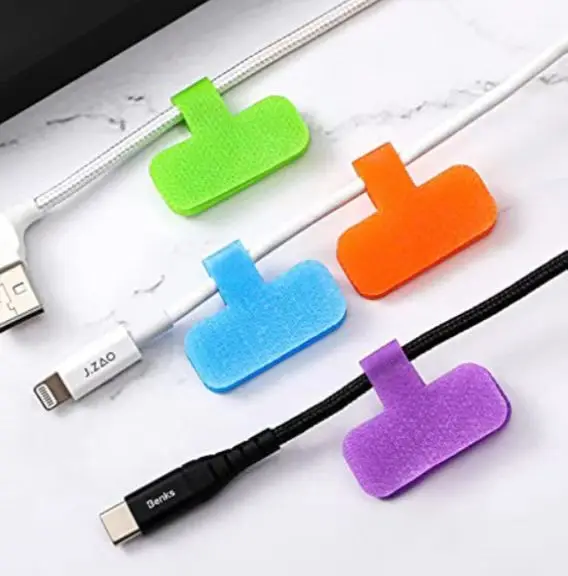 Self-Adhesive Nylon Cord Labels with Unique Design Write-On Cable Ties & Wire Management Identification Tags Hook Loop Fastener