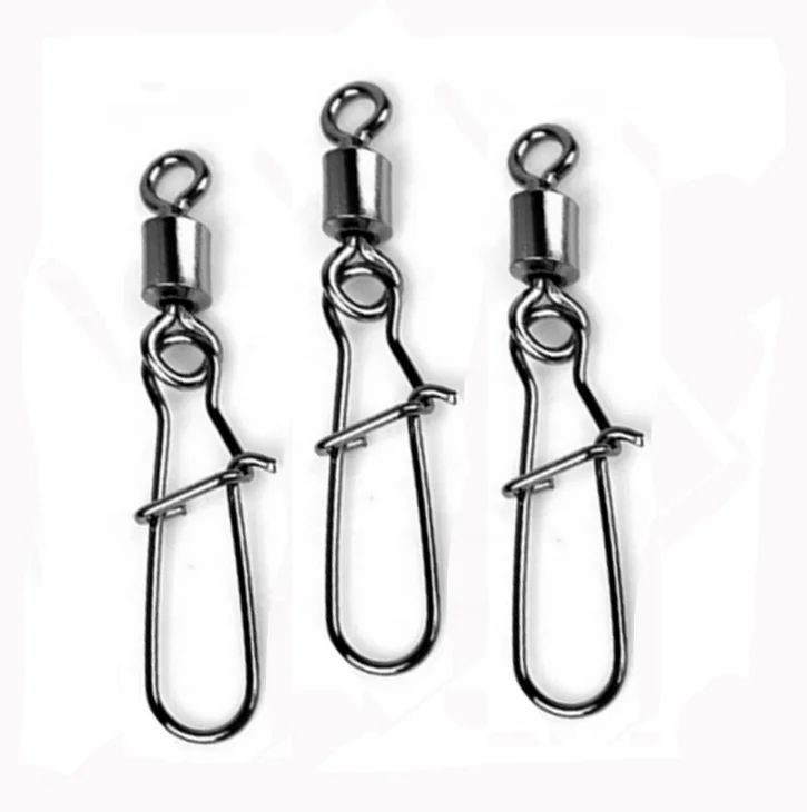 In Store Stainless Steel Connector Bait Spinner Fishing Lure Rolling Swivel With Fast Lock Snap Hook Rotating