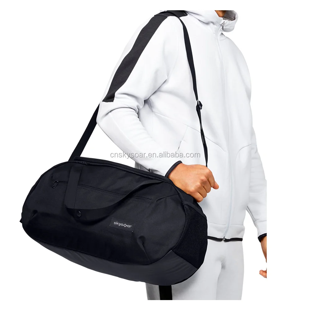 Custom Logo Polyester Black Waterproof Duffle Bag for Travel Outdoor Sports Lightweight Men Women Shoulder Luggage Duffel