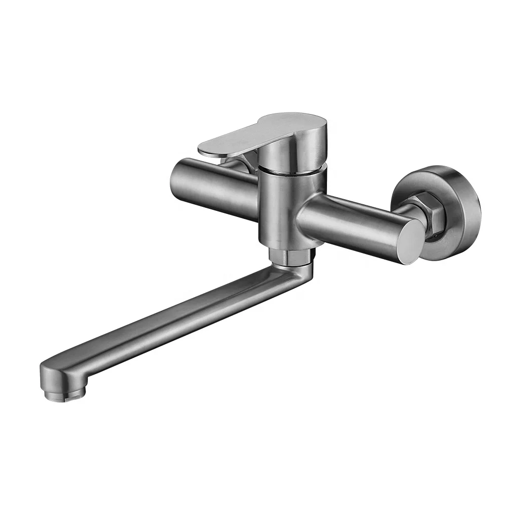 Modern style stainless steel 304 wall mount kitchen mixer tap sink faucet