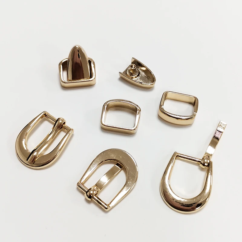 Gold Plated Zinc Alloy Fashion Simple Mini Hatband 3 Pieces Western Buckles for Belt with Loop Tip