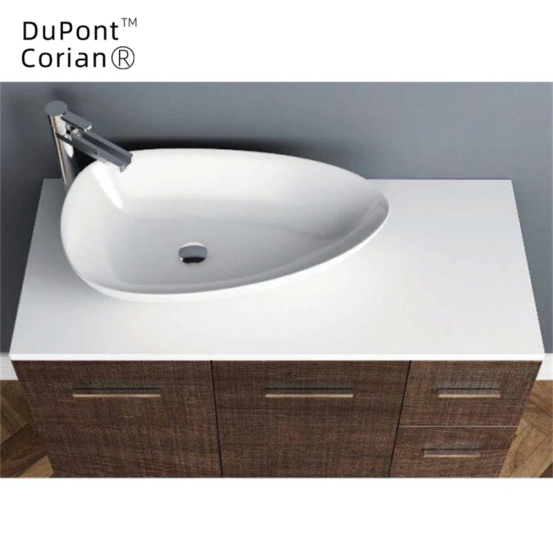 Dupont Acrylic Lowes Vessel Shape Acrylic Carton Box Modern White Solid Surface Countertop Basin Polished 2pcs