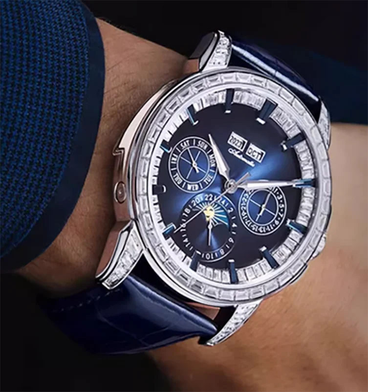 Luxury stainless steel case calendar 24 hour show business men automatic mechanical watches