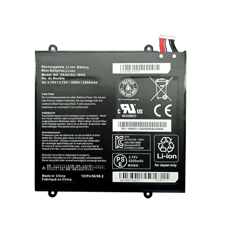 
Best selling OEM/ODM 3.75V 20WH PA5218U laptop battery for Toshiba Excite A204 Excite A204 AT10-B 3.75V 20WH rechargeable lithiu 