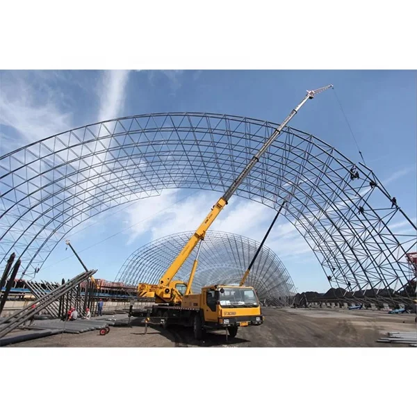China Manufacturer Prefab Bunker Long Span Steel Space Frame Truss Roof Arched Coal Storage Shed
