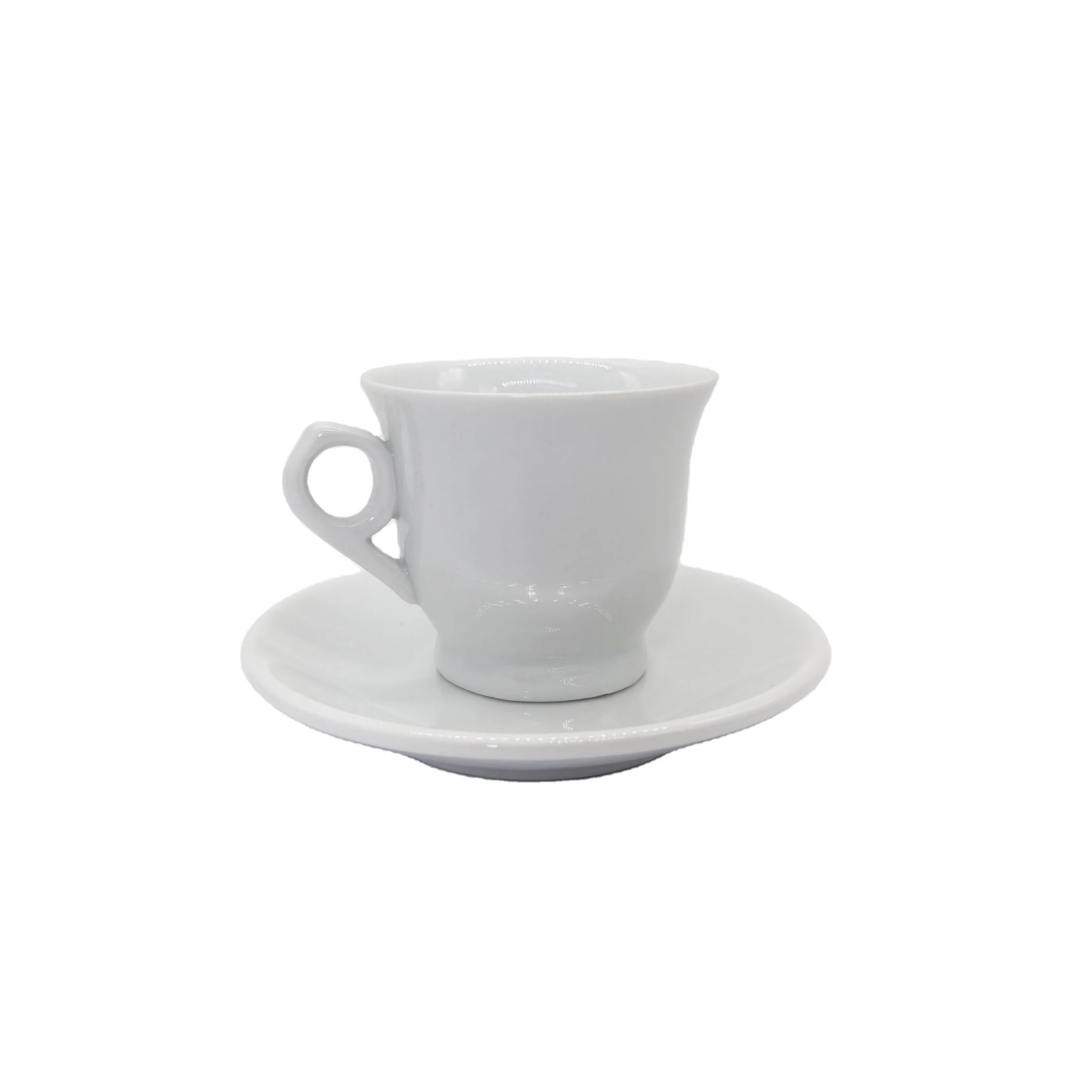 Coffee Cup and Saucer Custom Logo Plain White Ceramic Porcelain Cappuccino Espresso Coffee Cup and Saucer