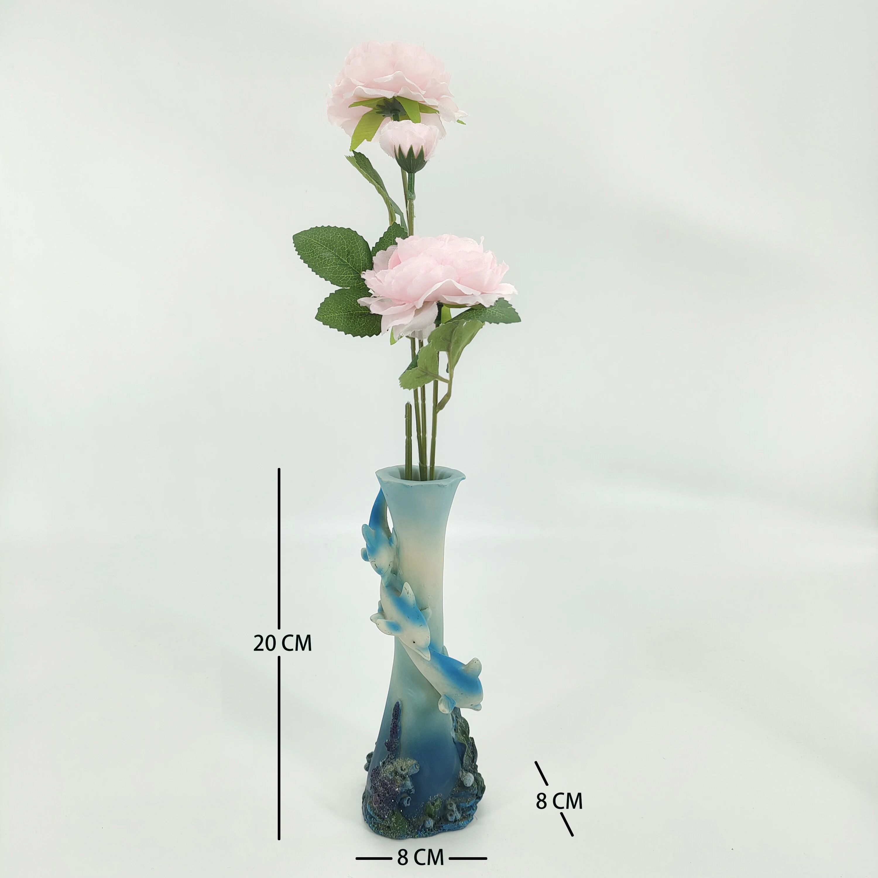 Custom Polyresin Dolphin Figurine and Flower Vase Resin Arts Crafts for Home Decoration Artificial Style