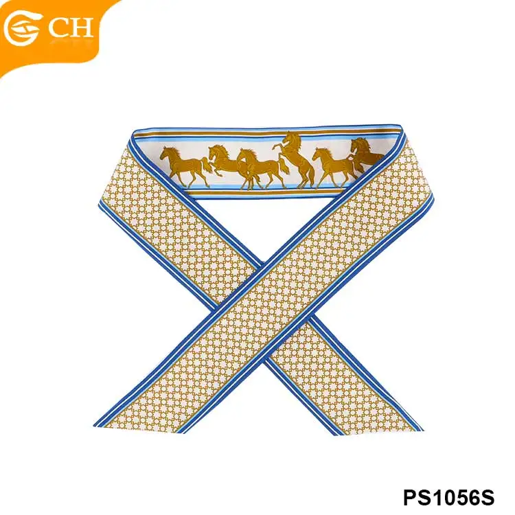 High-End Personalized Pure Silk Women Scarves Custom Soft Touch Ribbon Square Scarf Custom Logo 100%Silk Printed Scarf