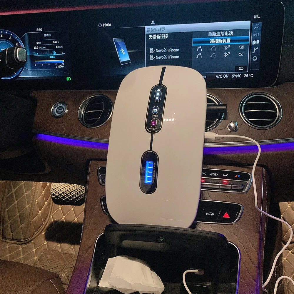 
YZORA 2021 NEW Patented smart home office room portable led screen negative ion UV hepa anion pm2.5 uvc car air purifier 