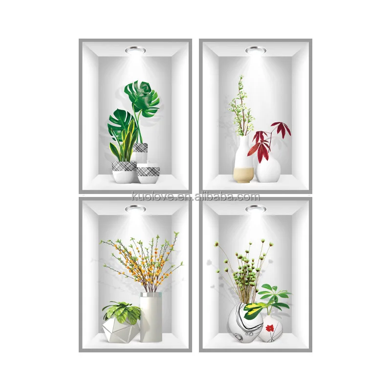 Beautiful flower couplet simulation 3D photo frame wall stickers  living room decoration wallpaper self-adhesive wall stickers