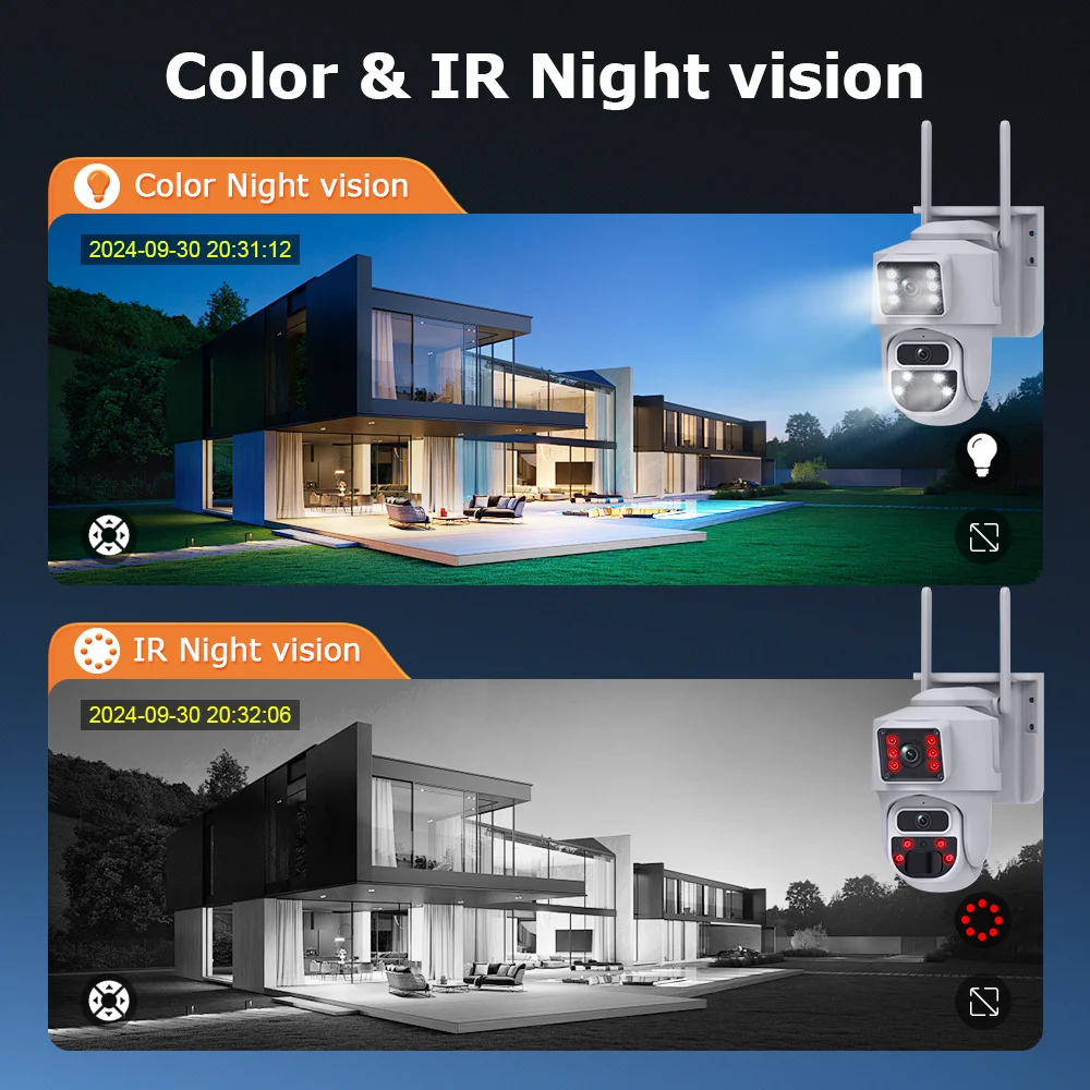 Factory  Dual Lens 6MP Wireless Solar Powered Panel 4G IP PTZ Camera Eseecloud 3K Outdoor 4G Sim Card CCTV Solar Security Camera