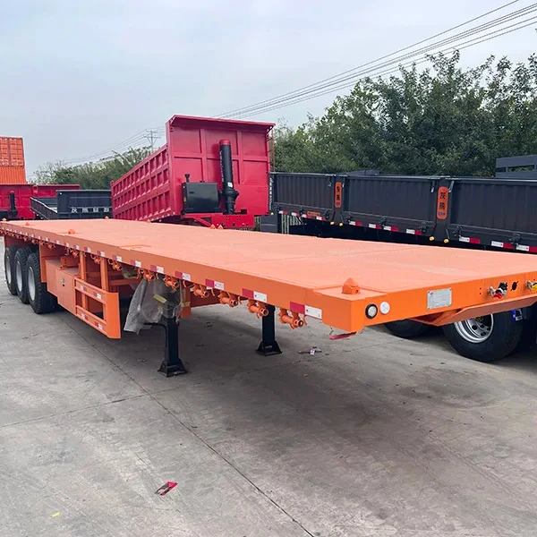Vehicle Master High Quality Flatbed Trailer Front Board Truck Trailer 20 Ft 28 Ton Flatbed Chassis Semi-trailer