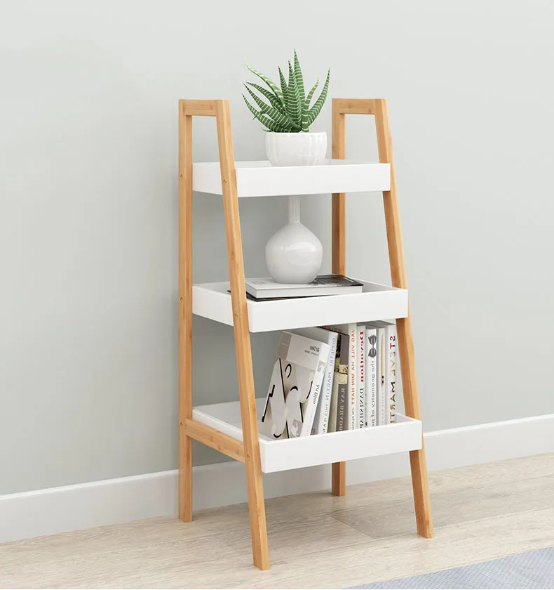 living room home furniture bamboo ladder storage shelf