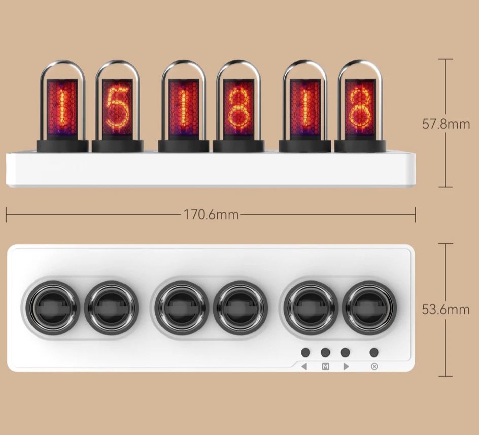 Mini Marvel Tubes IPS  Color Screen Nixie Tube Digital Clock Alarm Clock LED Gaming Atmosphere Decoration