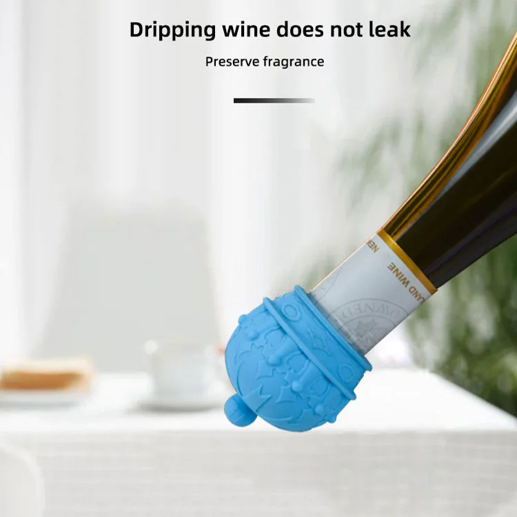 Wholesale Wine Gift House Hold Fresh-Keeping Beer Beverage Sealer Soft Bottle Topper Silicone Rubber  Wine Drop Stopper