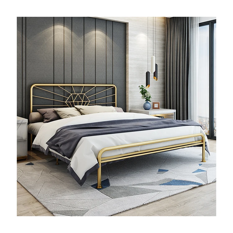 Kainice Entire store custom bed frame king size gold iron bed metal king size bed frame for hotel