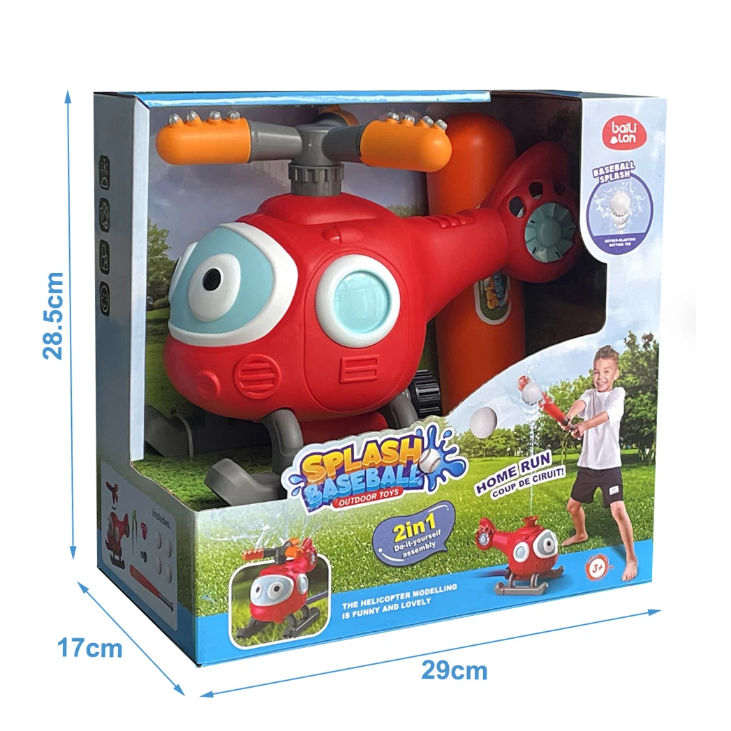 HN 2 in 1 Rotating Propellers Aircraft Water Sprinkler Toy With Baseball Splash Kids Outdoor Backyard Water Sport Toys