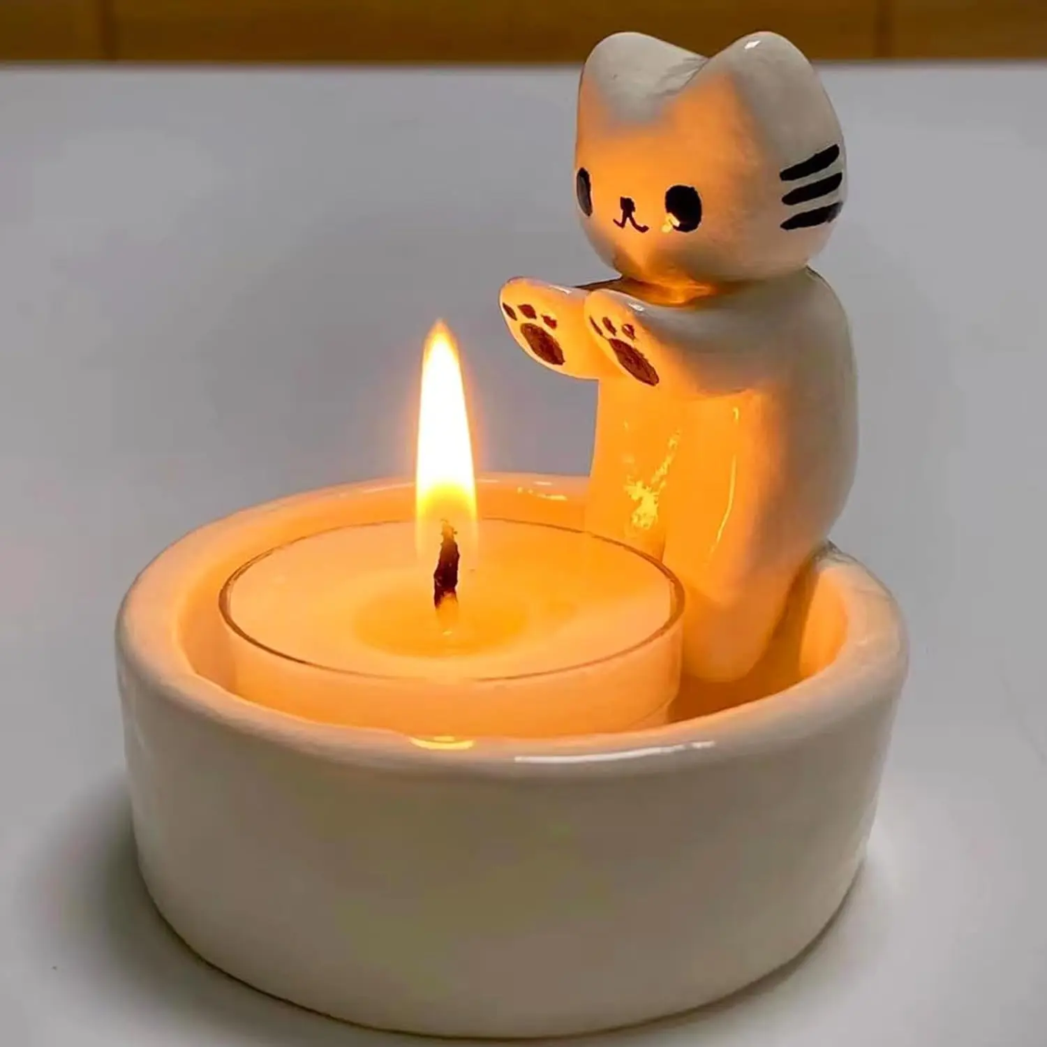 Cat Candle Holder, Cat Warming Paws Candle Holder, Kitten Tea Light Candle Holders, Warming Paws Cat Tealight Holders Ornaments