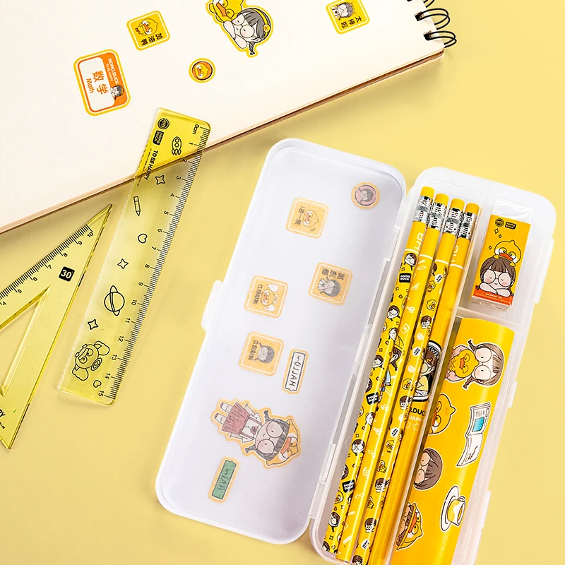 
Maihe Nomo duck Back To School Children Cute Cartoon Kids Pencil Gift School Supplies Pencil Ruler Eraser Stationery Set 