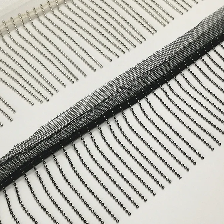 Mesh Fabric Fringe for Jeans Clothing Accessories DIY Decoration Trim Round Bead Chain 9cm Tassel Lace Ribbon Tassel Chain