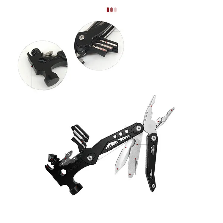 15 in 1 Pliers Type Hammer Multifunctional Outdoor Rescue Survival Safety Hammer for Car Window Breaking