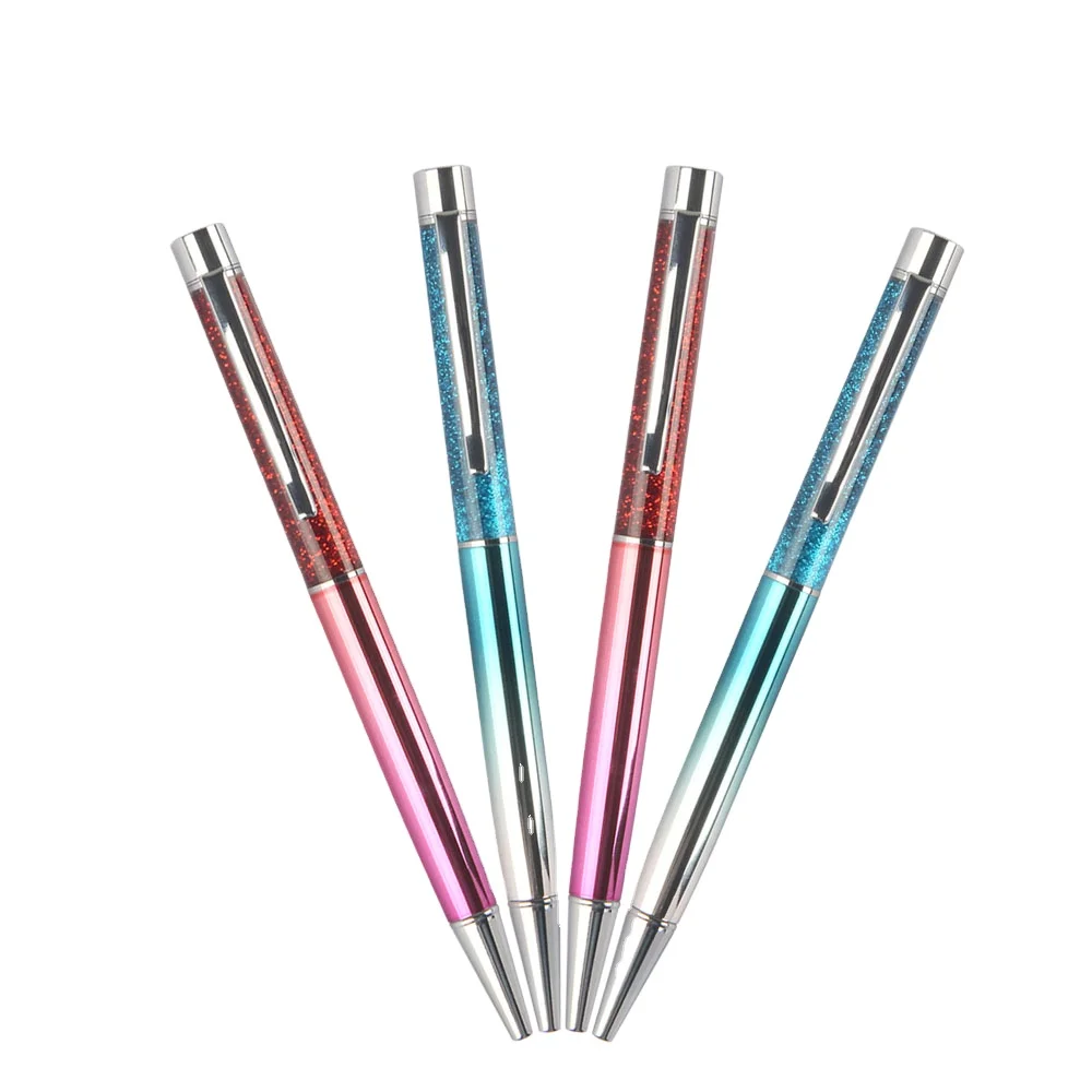 Jingda gradual change color bling glitters pen wedding gift floating ball pen