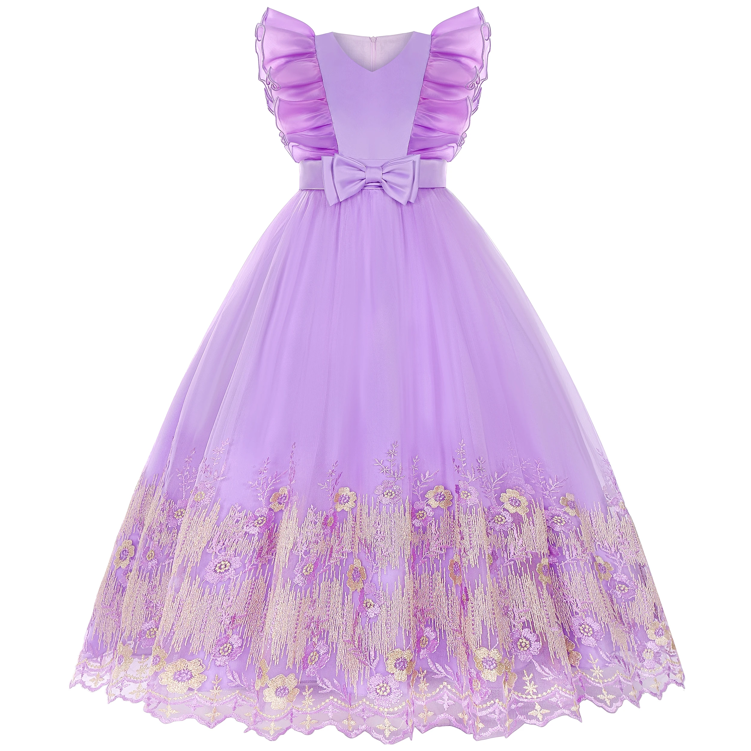 Goodada Garment Short Sleeve Fair Girl Flower Party Frock Designs Birthday Dresses for 6 to 14 Years Girls