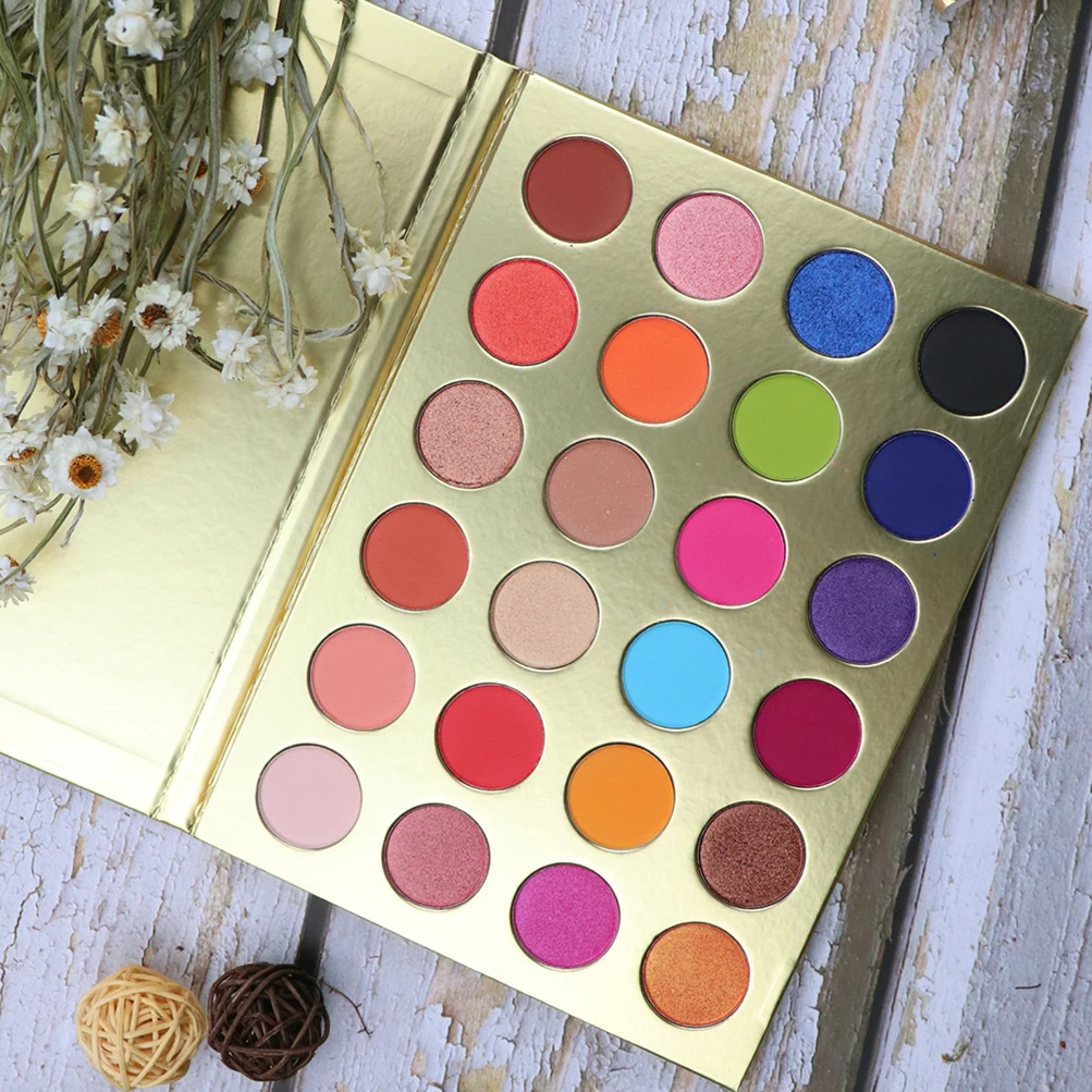 24 color bright gold eyeshadow palette private custom logo easy makeup wholesale
