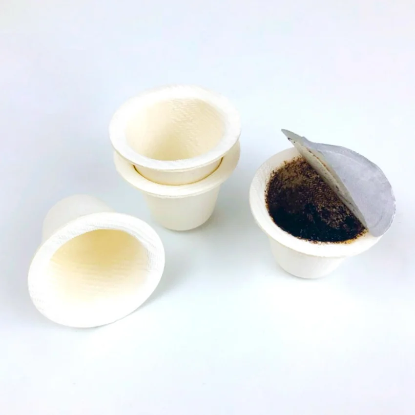 Hot Sale Customization Biodegradable Disposable Sugarcane Bagasse Empty Capsules Cup Coffee
